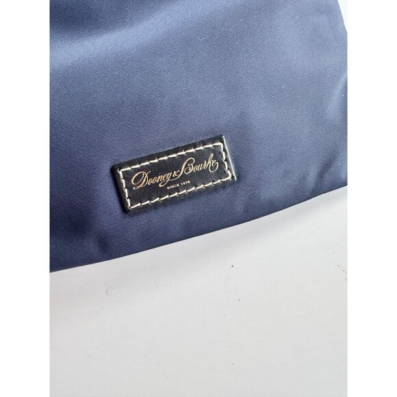 DOONEY & BURKE North South Navy Blue Nylon Leather Triple Zip Crossbody Purse - Picture 6 of 10